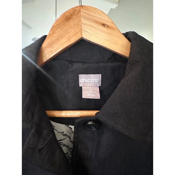 Chico's Jacquard Trench Coat Black Size 0 - Picture 3 of 7